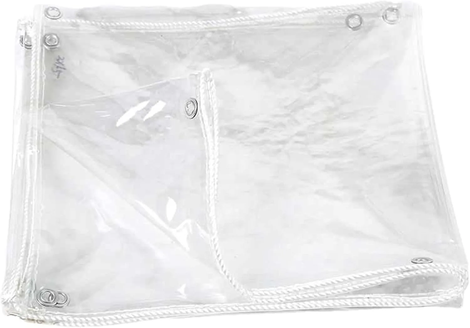 Transparent Waterproof and Rainproof Cloth Furniture Caravan Cover Sheet PVC Material Reinforced Eyelets Tear-Proof Ground Sheet Camping(1.6x1.6m)
