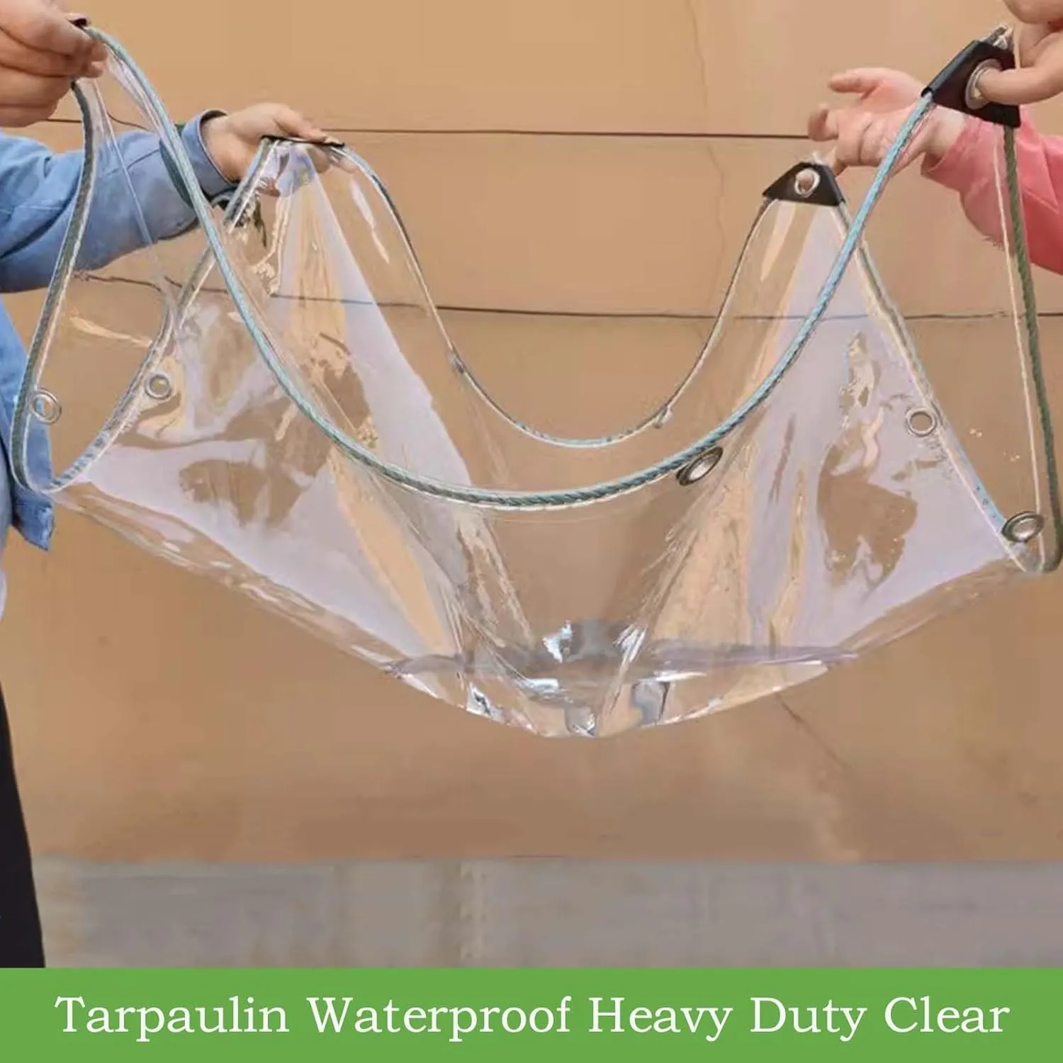Transparent Waterproof Tarpaulin 2.6x13.1ft, Tarp Plastic PVC Clear, Heavy Duty Waterproof Clear Tarp with Grommets, for Outdoor/Camping/Garden