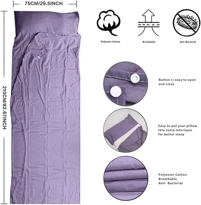 Travel and Camping Sheet Sleeping Bag Liner - Lightweight Compact and Portable Adult Sleeping Bag - Ideal for Traveling,Hostels and Camping