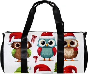 Travel Bag,Mens Gym Bag,Womens Gym Bag,Cartoon Christmas Themed Owls,Sports Bag
