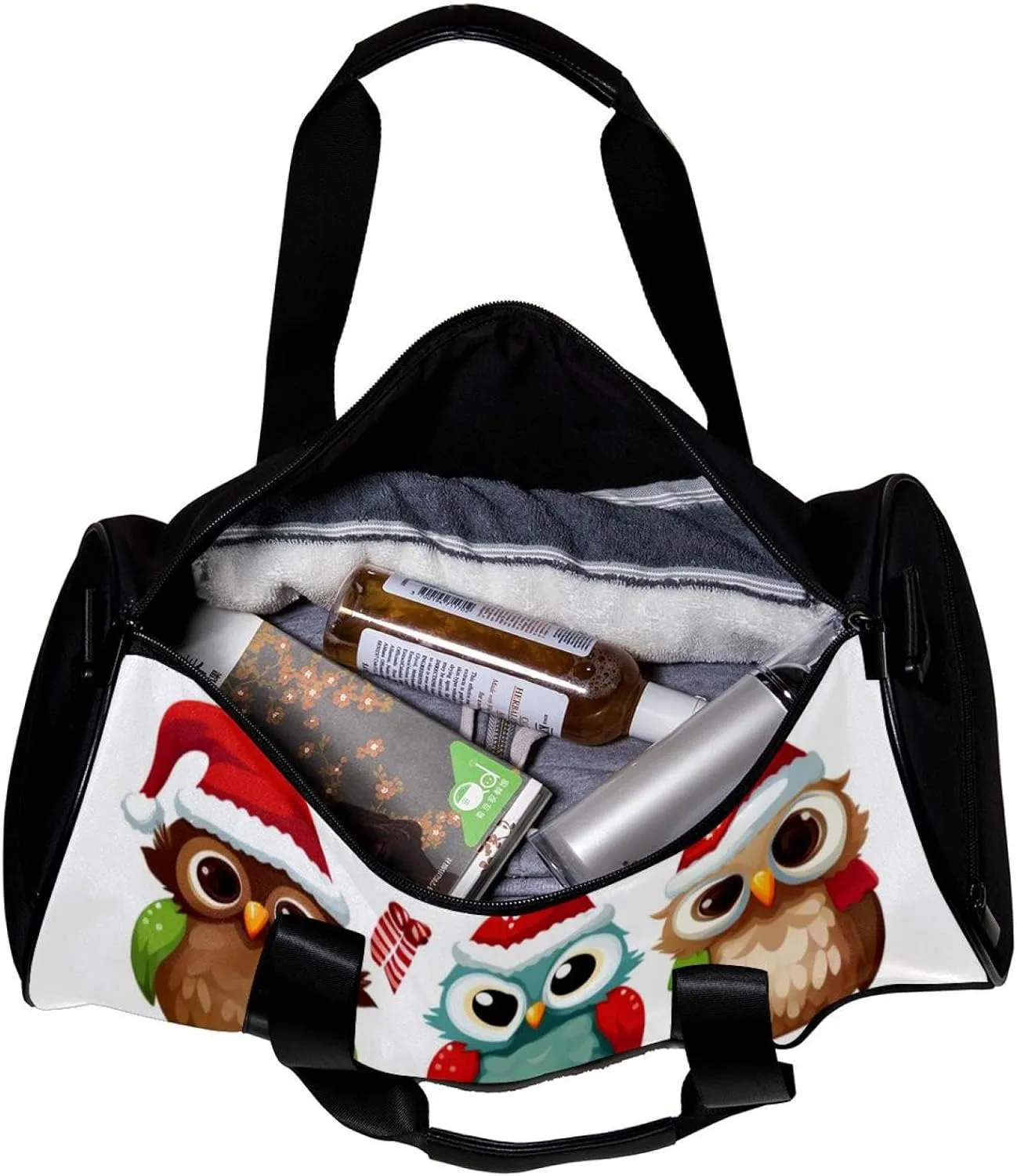 Travel Bag,Mens Gym Bag,Womens Gym Bag,Cartoon Christmas Themed Owls,Sports Bag