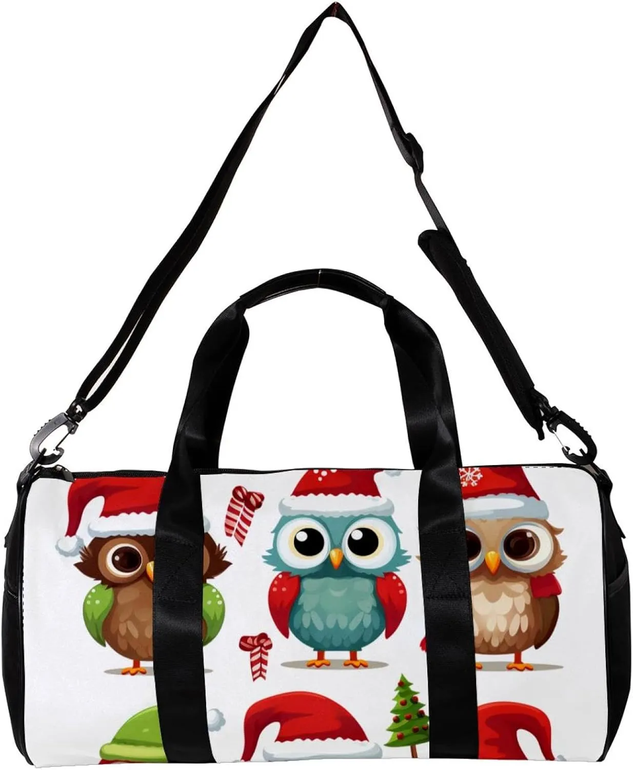 Travel Bag,Mens Gym Bag,Womens Gym Bag,Cartoon Christmas Themed Owls,Sports Bag