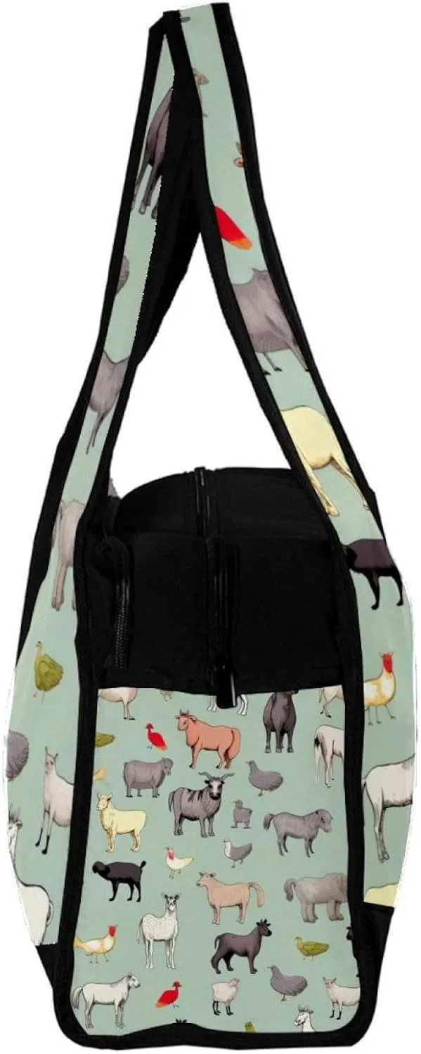 Travel Bag,Mens Gym Bag,Womens Gym Bag,Cow Sheep Pig Rooster,Sports Bag