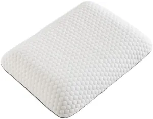 Travel Memory Foam Pillow for Sleeping, Comfortable Camping Pillow, 15.75x11.81x3.94 inches, Easy to Carry Portable Bag, Soft, Breathable, Washable Pillowcase (White)