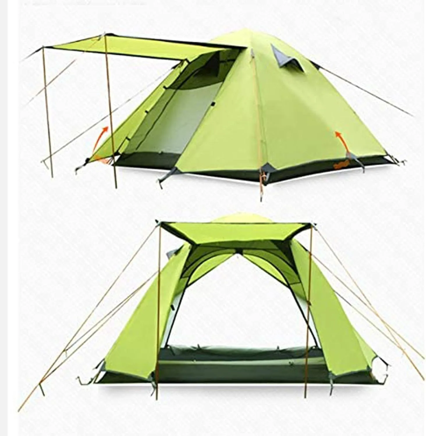 Travel Tent 3 Person Aluminum Poles Double Layer Camping Tent Beach Tent for Outdoors Green (Color : Green)