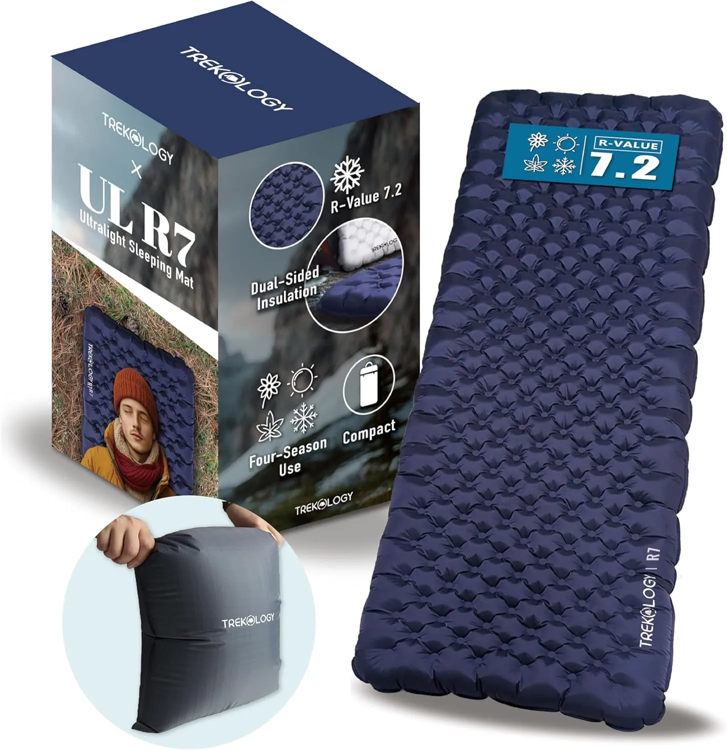 TREKOLOGY UL R7 Camping Sleeping Pad & 30L Pump Sack Bundle – Ultra-Lightweight, Compact, Durable & Waterproof – Perfect for Backpacking, Hiking & Outdoor Adventures