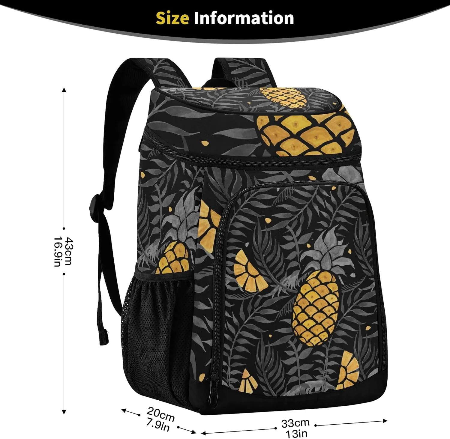Tropical Pineapples Fruits Cooler Backpack Insulated Leak Proof Beach Cooler Bag Soft Lunch Picnic Hiking Camping Backpack Cooler