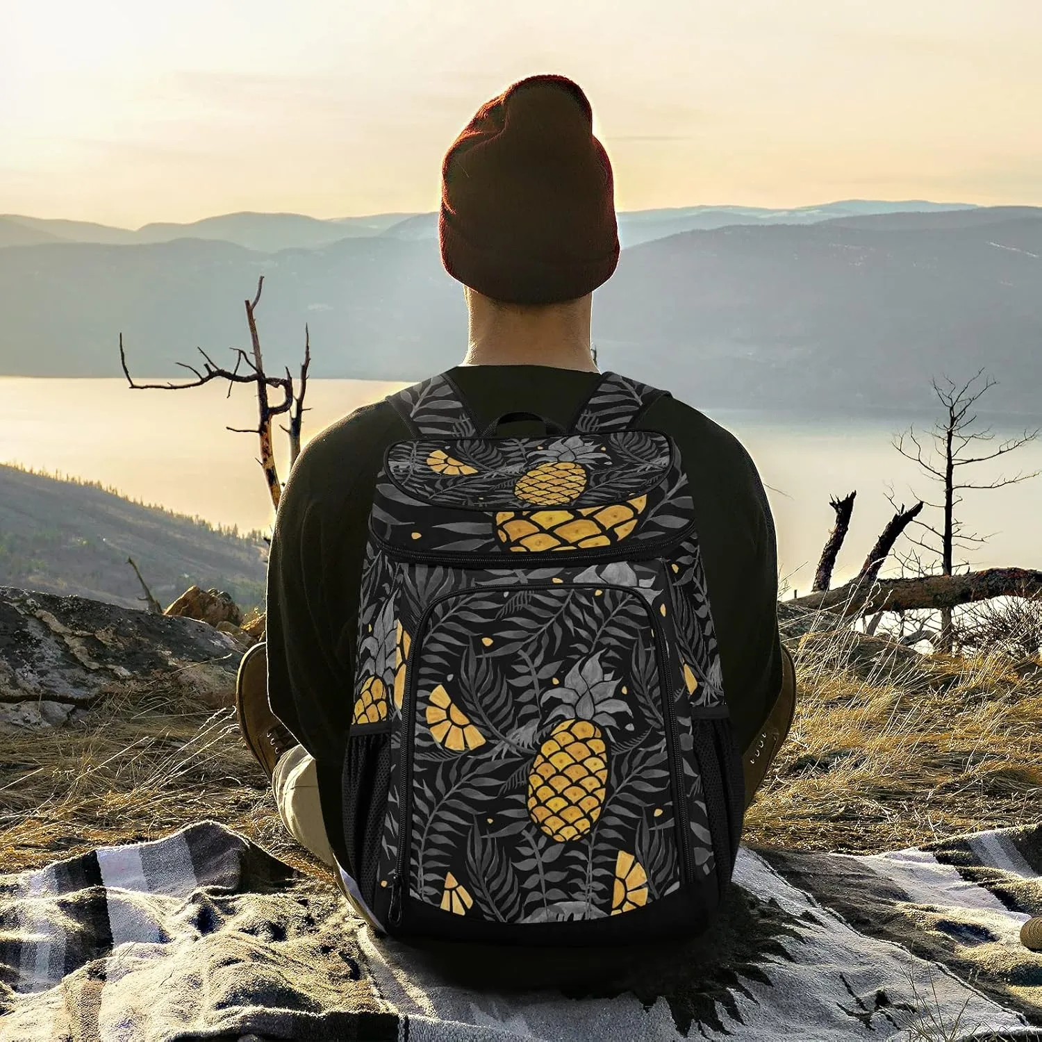 Tropical Pineapples Fruits Cooler Backpack Insulated Leak Proof Beach Cooler Bag Soft Lunch Picnic Hiking Camping Backpack Cooler