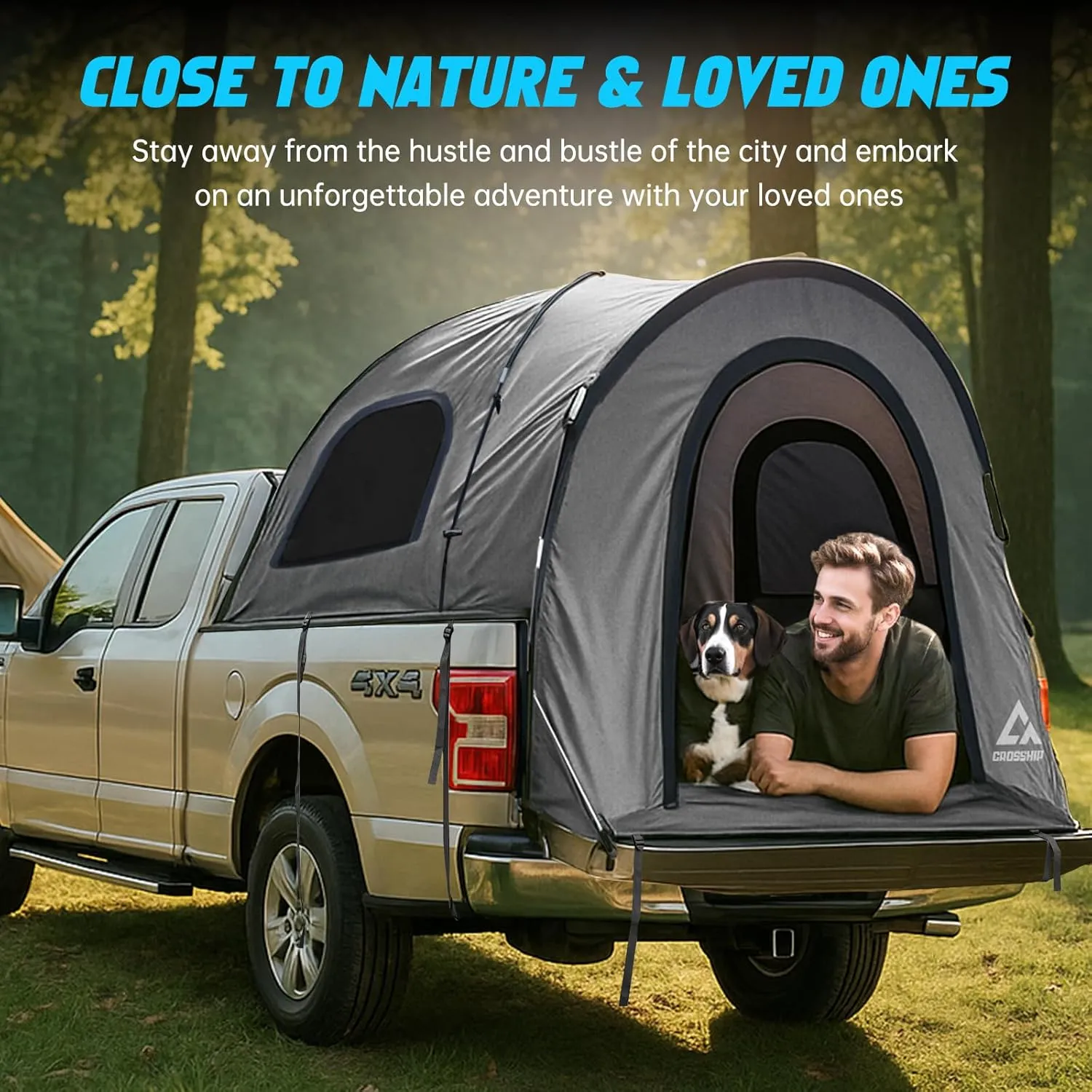 Truck Bed Tent for Pickup Trucks - Water-Resistant Canopy Anti-Tear Fabric - Insect-Prevention Double Layer - Replacement for Ford, Chevy, Dodge, GMC, Nissan, Toyota