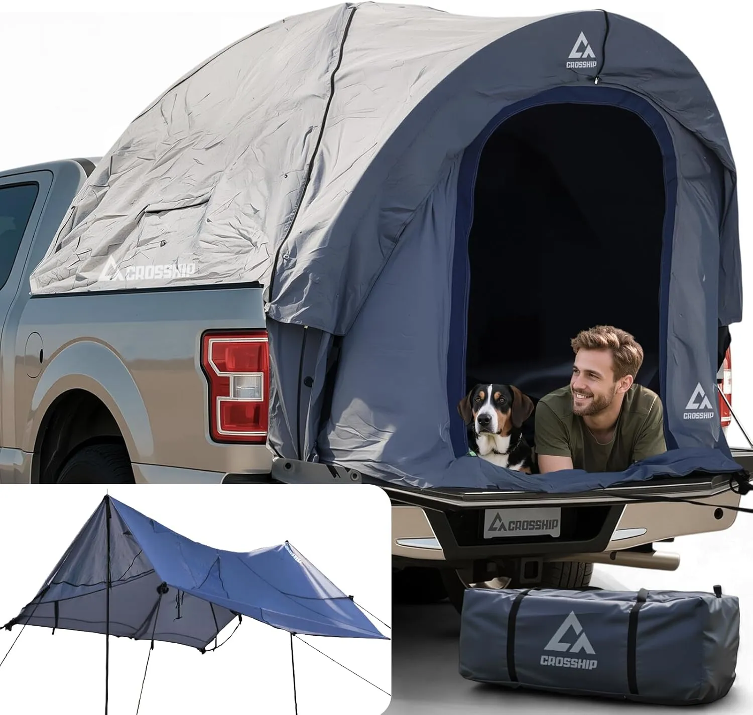 Truck Bed Tent for Pickup Trucks - Water-Resistant Canopy Anti-Tear Fabric - Insect-Prevention Double Layer - Replacement for Ford, Chevy, Dodge, GMC, Nissan, Toyota
