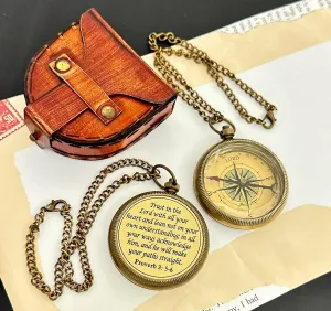 Trust in The Lord - Engraved Compass, Gifts for Men, Baptism, Confirmation, Communion Gift for Teenage Boys, Religious, Christian, Graduation, Sentimental Inspirational Gifts, Vintage Pocket Compass