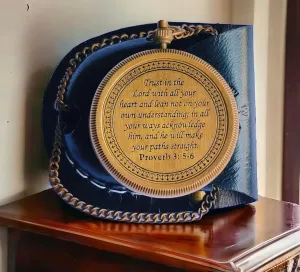 Trust in The Lord with All Your Heart Engraved Brass Compass - Proverbs 3: 5-6 Quote Engraved Compass in Black Leather Case - Camping Compass, Graduation Day Gifts, Baptism Gift, Gift for Him/Her