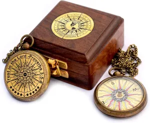 Trust in The Lord with All Your Heart -Proverbs 3: 5-6 Quote Engraved Compass with Wooden Box, Birthday, Baptism, Communion, Christmas, Graduation Day Gifts 2025 Compass for Women Mens Boy Girls