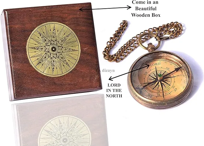 Trust in The Lord with All Your Heart -Proverbs 3: 5-6 Quote Engraved Compass with Wooden Box, Greeting card, Gift Compass, Graduation Day Gifts 2024 Compass for Women Mens Boy Girls