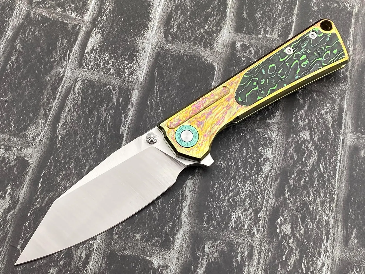 TWO SUN TwoSun Folding Knife M390 Blade Carbon Fiber TC4 Titanium Handle Outdoor Camping Folding Knife TS510-M390-Color, Yellow-Green