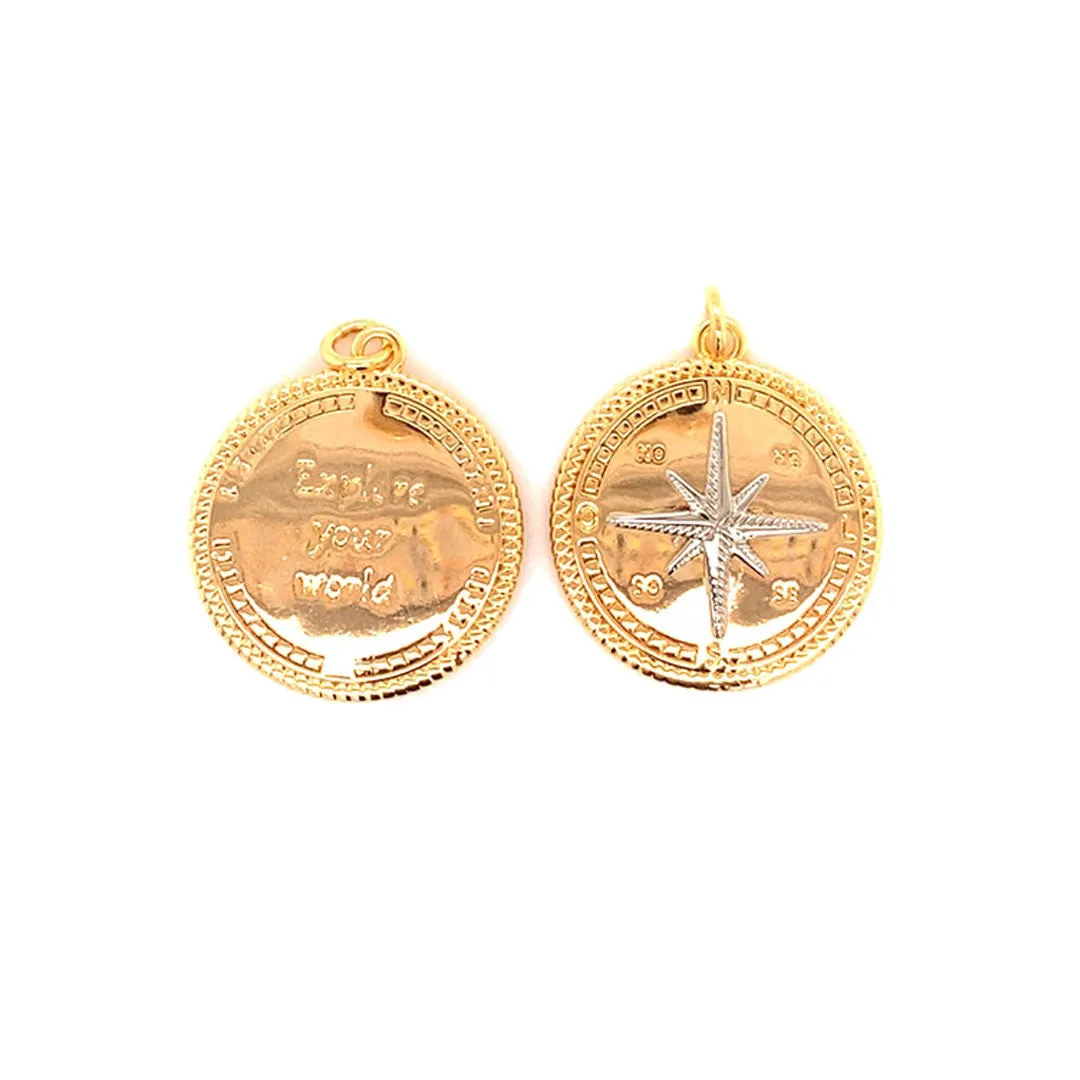 Two Tone Compass Charm