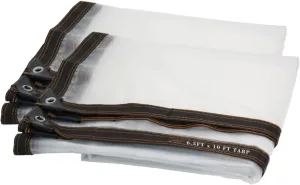 UCINNOVATE 2 Pack Clear Plastic Tarp Cover, 6.5x10 ft Waterproof Tarps with Grommets, Greenhouse Cover, Transparent for Patio Garden Outdoor Plants Balcony Porch
