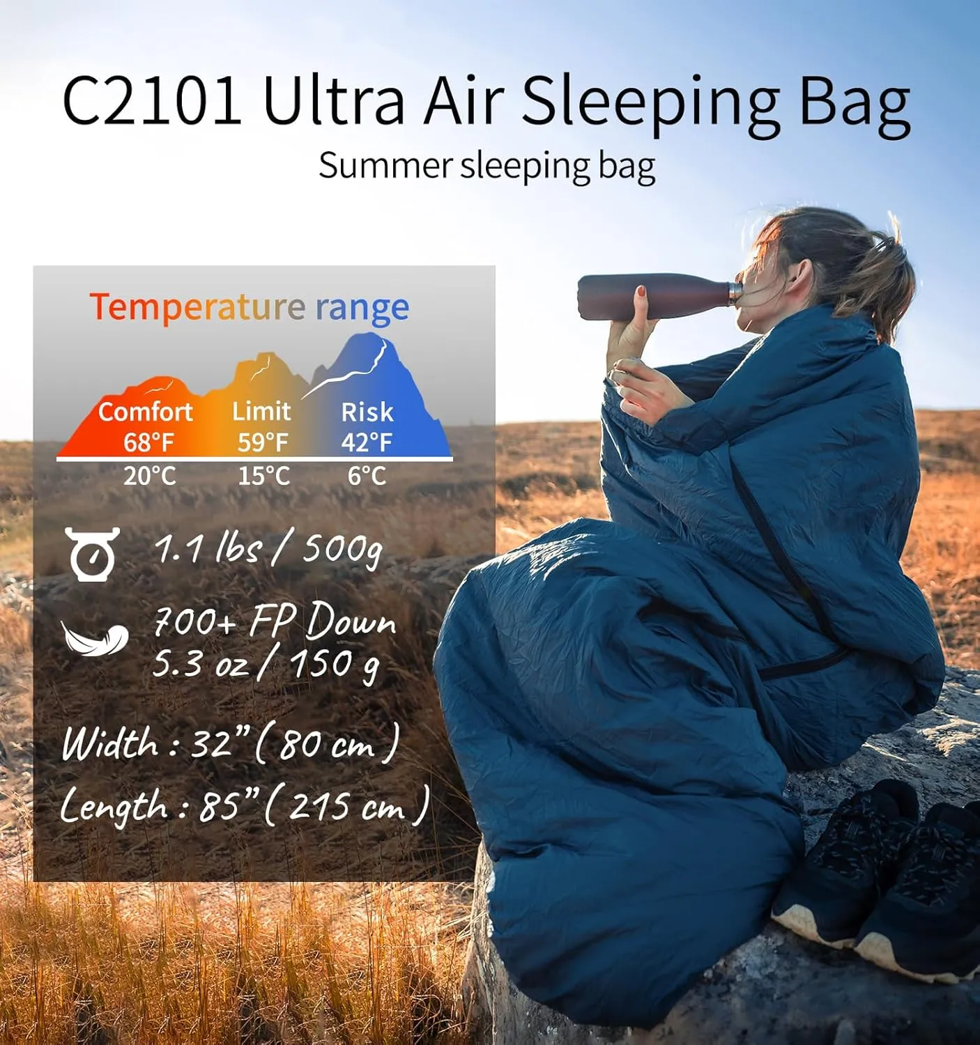Ultra Compact Down 3 Season Mummy Sleeping Bag, 700 Fill Power Sleep Sack for 3 Season, Ultra Lightweight, Compact and Portable, for Hiking Traveling Camping Backpacking Adult Outdoor Durable