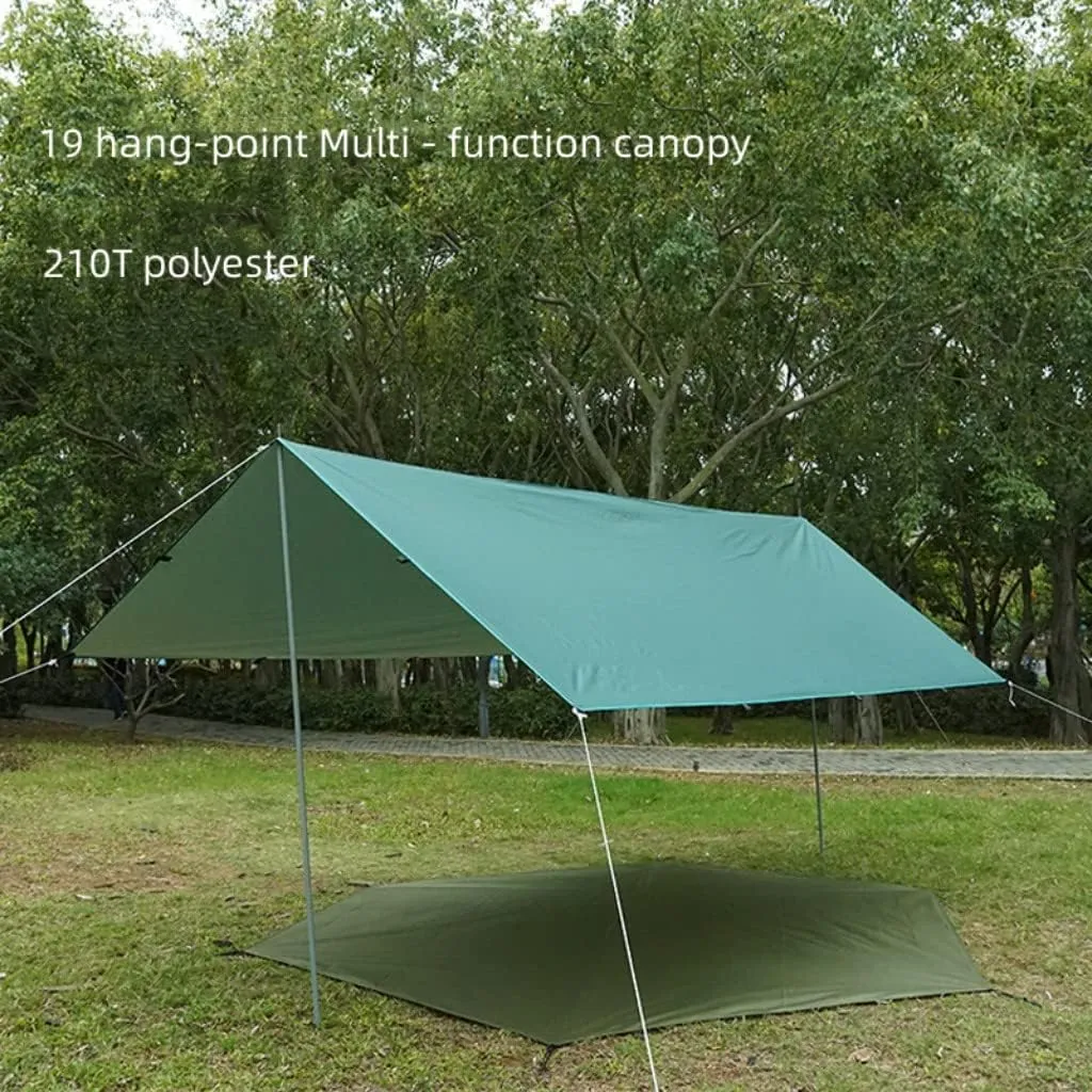 Ultralight Tarp Outdoor Camping Survival Sun Shelter Shade Silver Coating Pergola Waterproof Beach Tent (13 x 10 ft, Green)