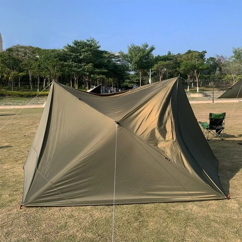 Ultralight Tarp Outdoor Camping Survival Sun Shelter Shade Silver Coating Pergola Waterproof Beach Tent (13 x 10 ft, Green)