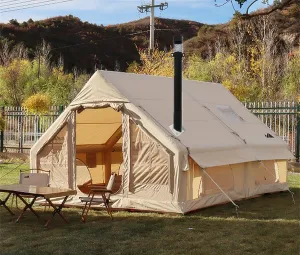 UNIISTRENGH Inflatable Camping Tent with Hand Pump, Air Glamping Tent, Easy Setup Waterproof Blow&Pop Up Tent with Privacy Screen,Stove Jack Hole and Carry Bag