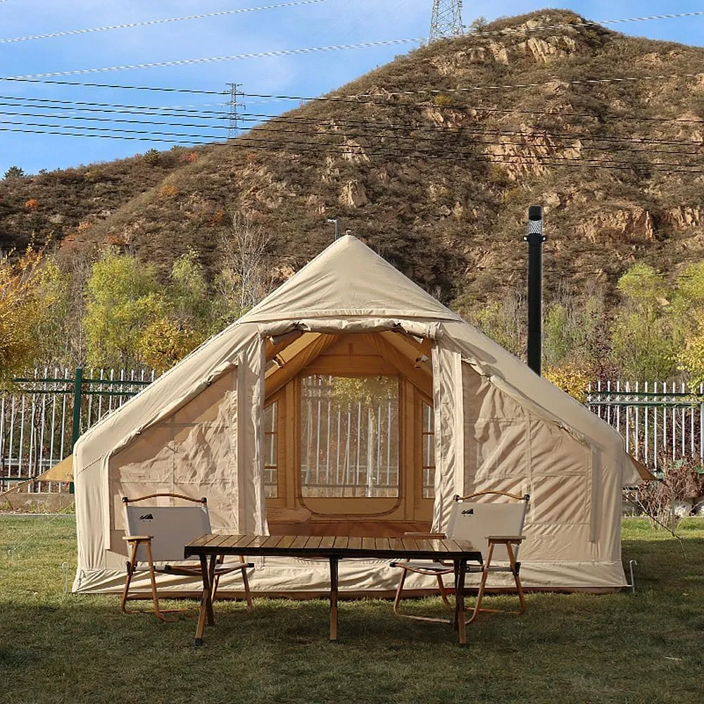 UNIISTRENGH Inflatable Camping Tent with Hand Pump, Air Glamping Tent, Easy Setup Waterproof Blow&Pop Up Tent with Privacy Screen,Stove Jack Hole and Carry Bag