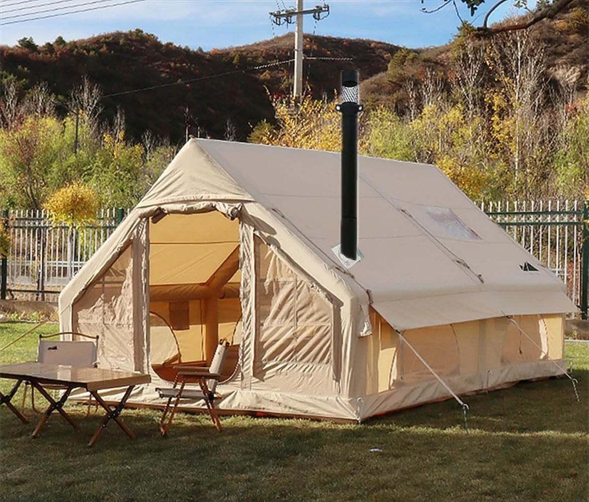 UNIISTRENGH Inflatable Camping Tent with Hand Pump, Air Glamping Tent, Easy Setup Waterproof Blow&Pop Up Tent with Privacy Screen,Stove Jack Hole and Carry Bag