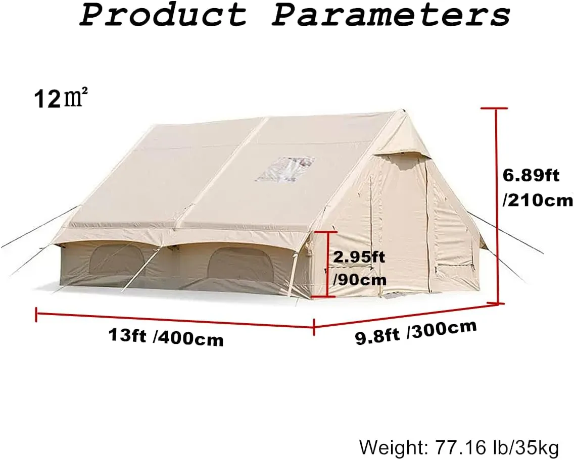 UNIISTRENGH Inflatable Camping Tent with Hand Pump, Air Glamping Tent, Easy Setup Waterproof Blow&Pop Up Tent with Privacy Screen,Stove Jack Hole and Carry Bag