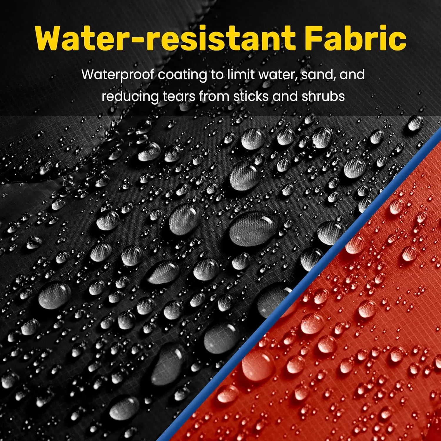 UNIKOME Outdoor Packable Camping Blanket, Lightweight Travel Blanket for Camping, Dual-Sides Puffy Down Alternative Camping Blanket with Snap Clasps, 75"×52", Black&Red
