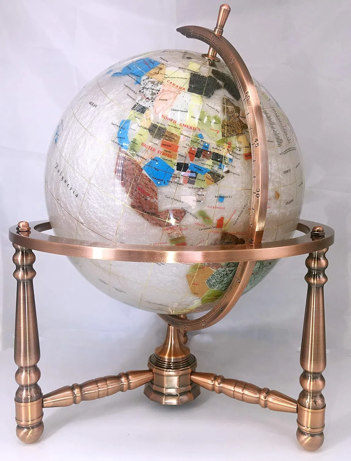 Unique Art Since 1996 330 MNGT Pearl Copper Desktop Gemstone Globe