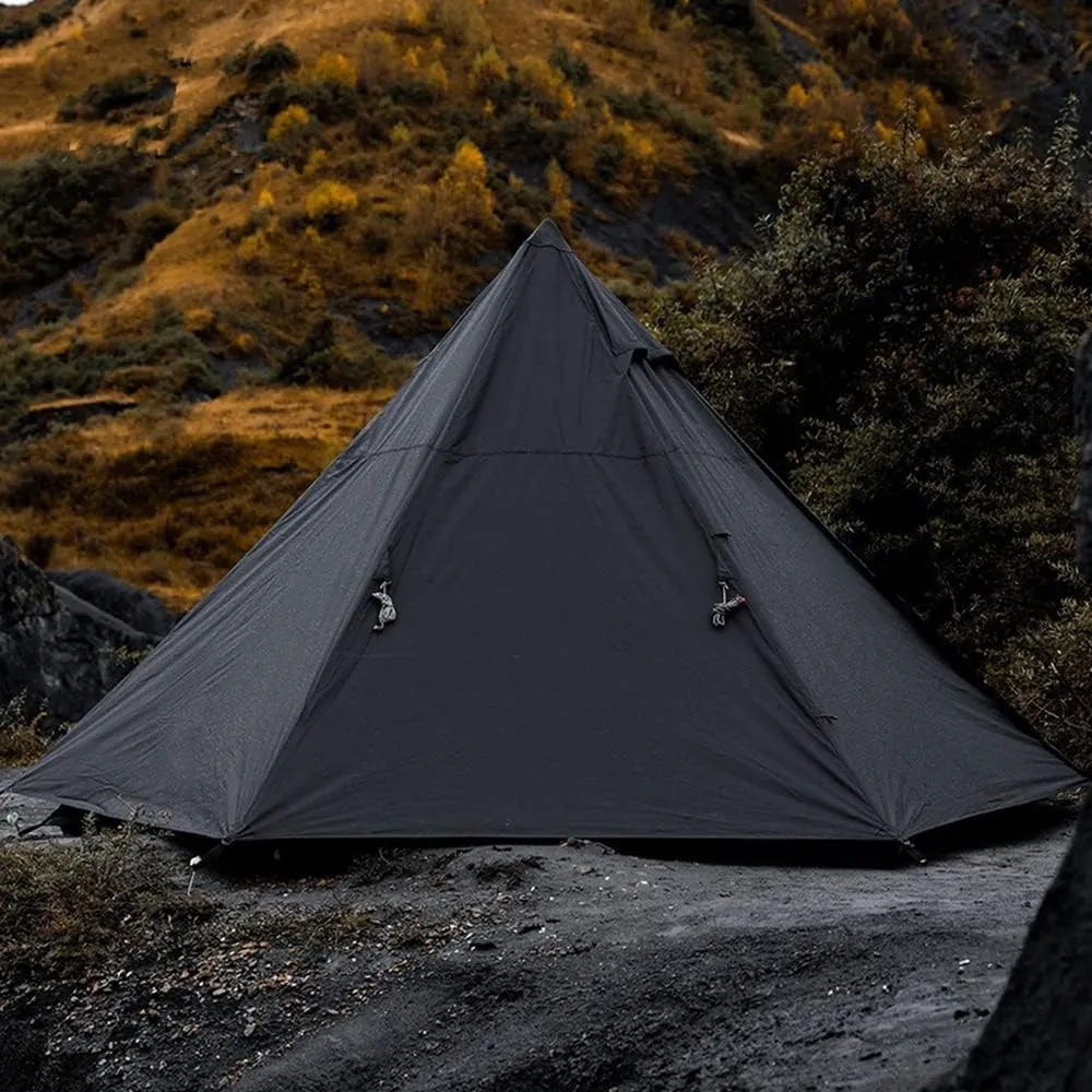 UNISTRENGH Camping Teepee Tent Indian Tent Yurt 4 Season Double Layers Waterproof Sunscreen Shelter Pyramid Spire Tents for Outdoor Hiking Hunting