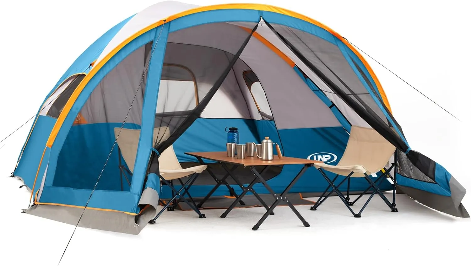 UNP Camping Tent with Screen Room, Portable 6 Person Camping Tent with Screen Porch, Family Dome Tent for Camping Outdoor - 14'x11'x72''(H)