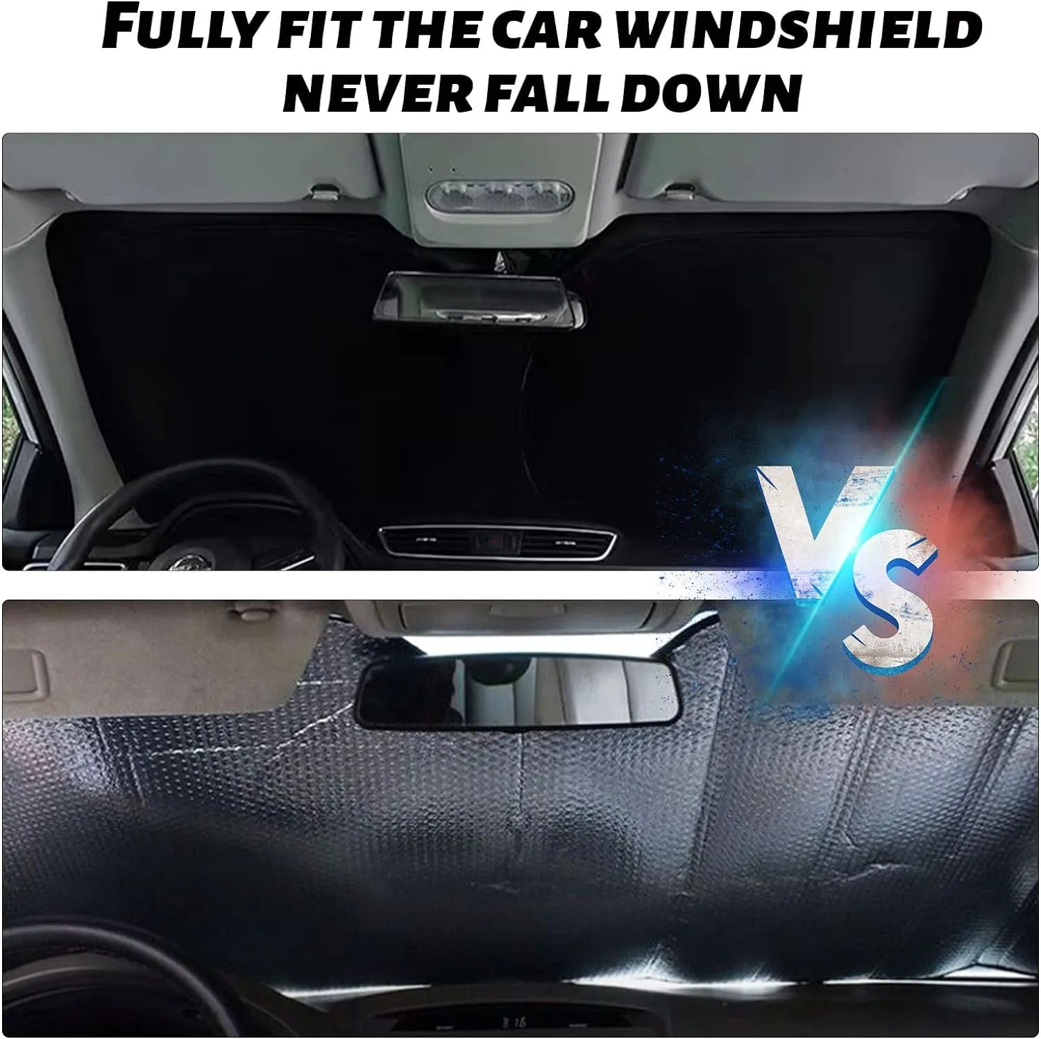 Upgrade Windshield Sun Shade for Jeep Compass 2017-2023, Foldable Windshield Sun Visor Blocks UV Rays