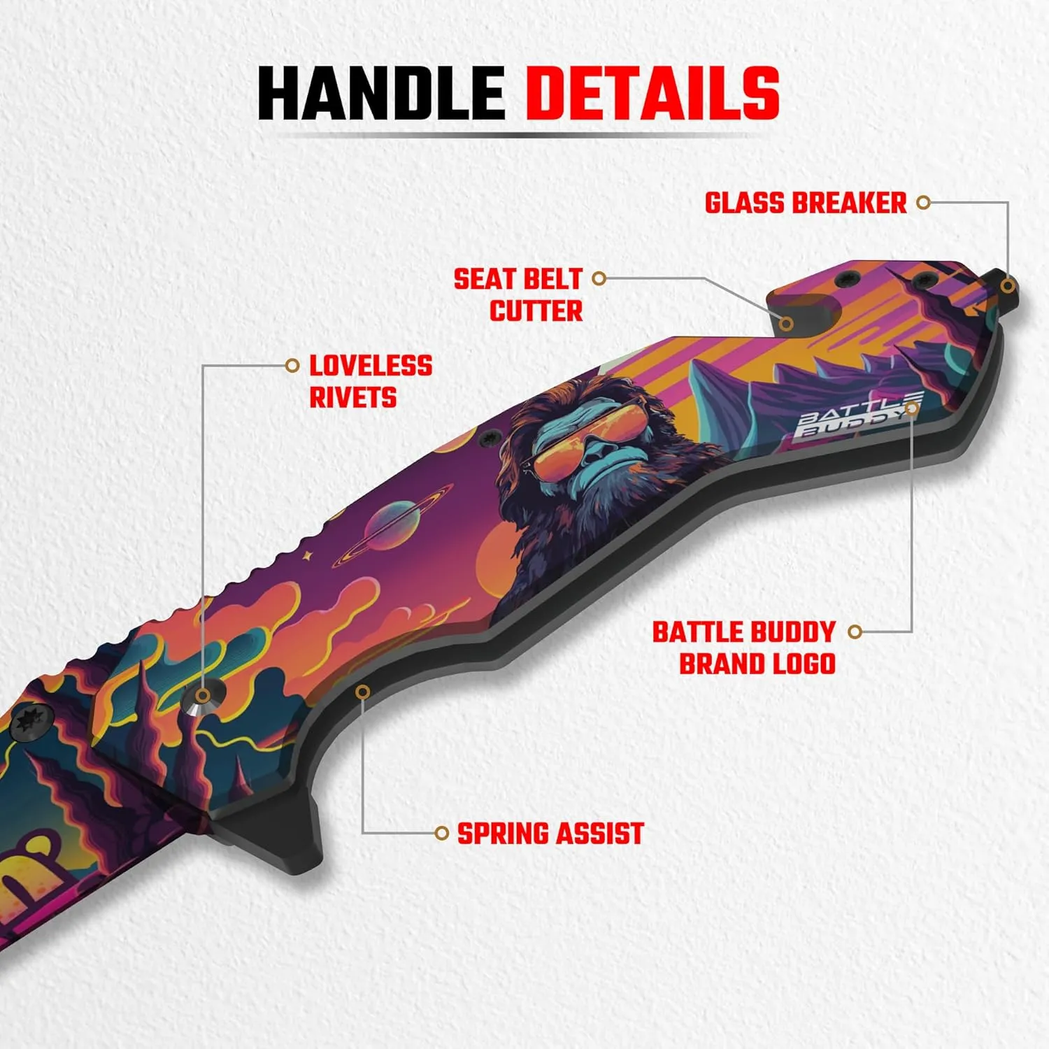 Urban Legend Knives, Funky Knife, Digital Printing On Blade, Fun Pocket Knife