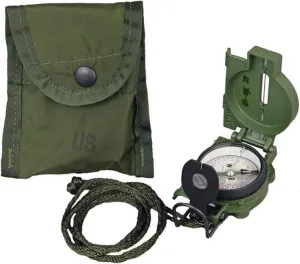 US Military Phosphorescent Lensatic Compass, Olive Drab Accurate Waterproof Hand Held Compasses with Pouch for Hiking Camping Navigation Survival Backpacking Orienteering