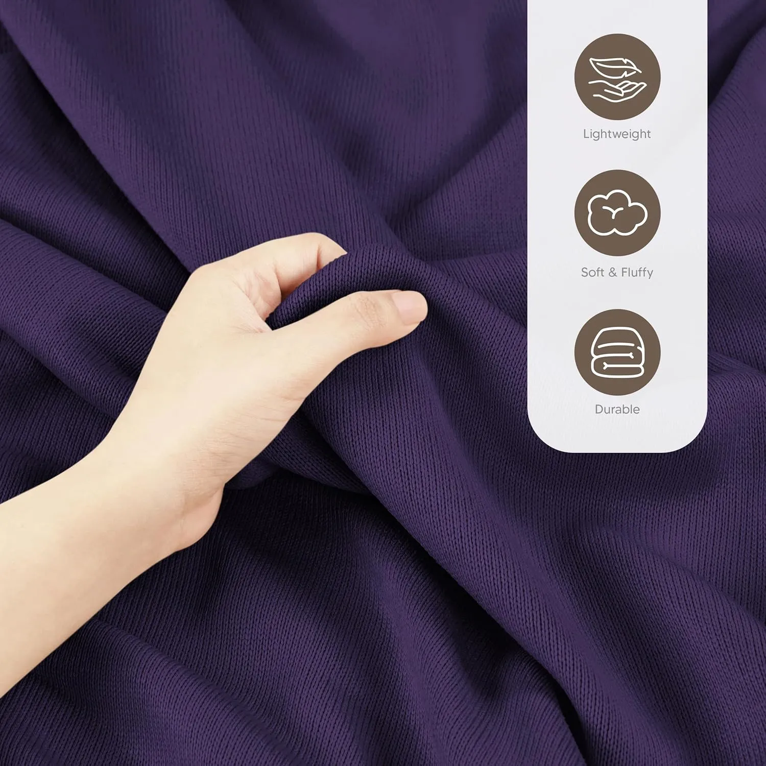 Utopia Bedding Knit Blanket Queen Size (90x90 Inches, Purple) Soft Lightweight Jersey Breathable Sweatshirt Blanket for Bed,Couch & Sofa