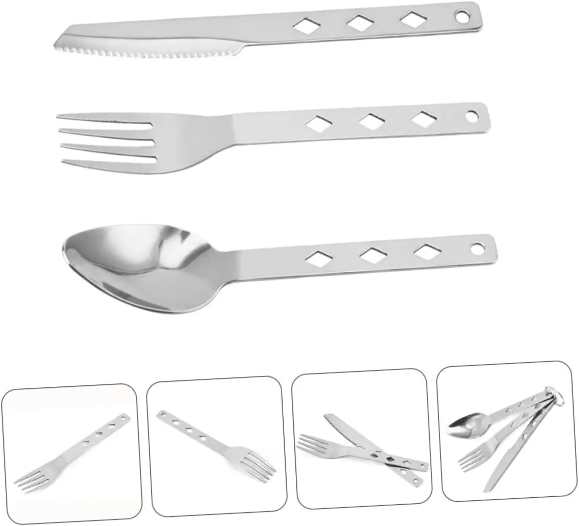 VANZACK 2 Sets Travel Cutlery Stainless Steel Camping Utensils Set Forks Spoons