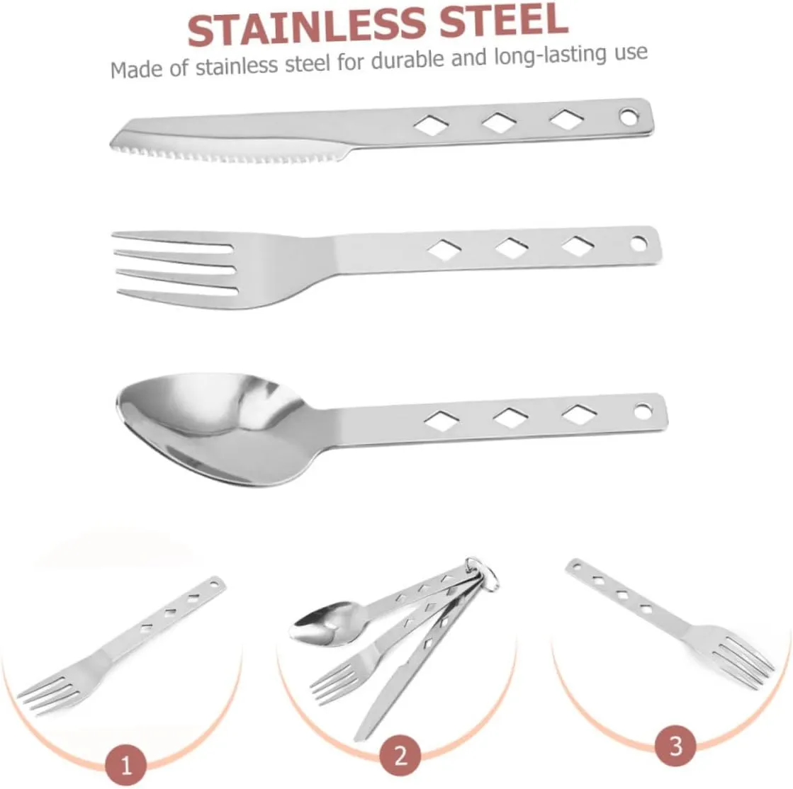 VANZACK 2 Sets Travel Cutlery Stainless Steel Camping Utensils Set Forks Spoons