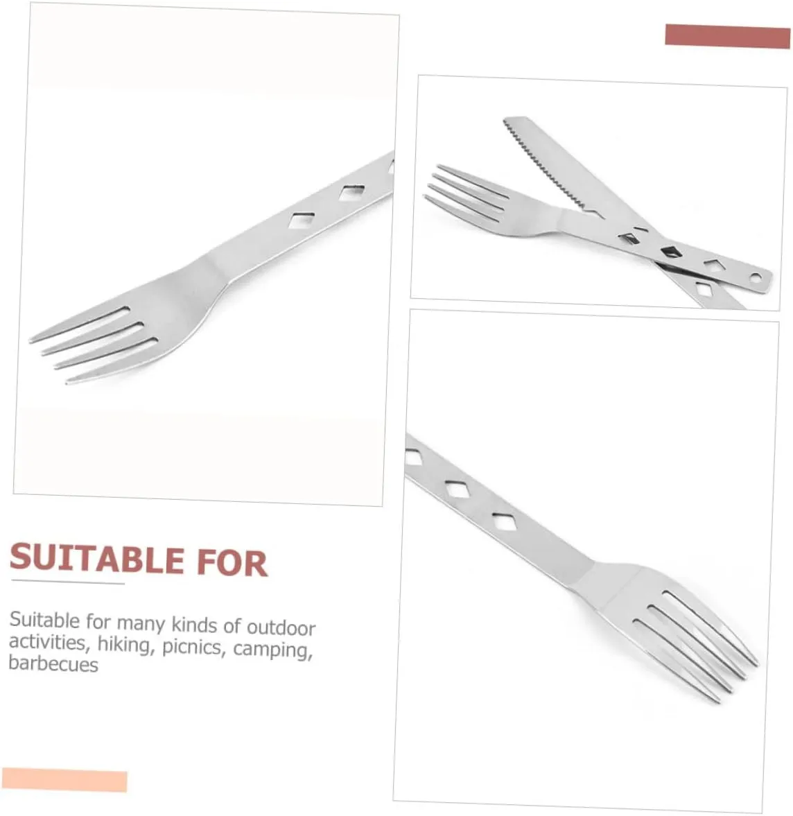 VANZACK 2 Sets Travel Cutlery Stainless Steel Camping Utensils Set Forks Spoons
