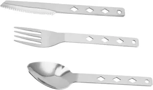 VANZACK 5 Sets Outdoor Camping Cutlery Set Portable Stainless Steel Utensils Folding Picnic Tableware Easy to Clean