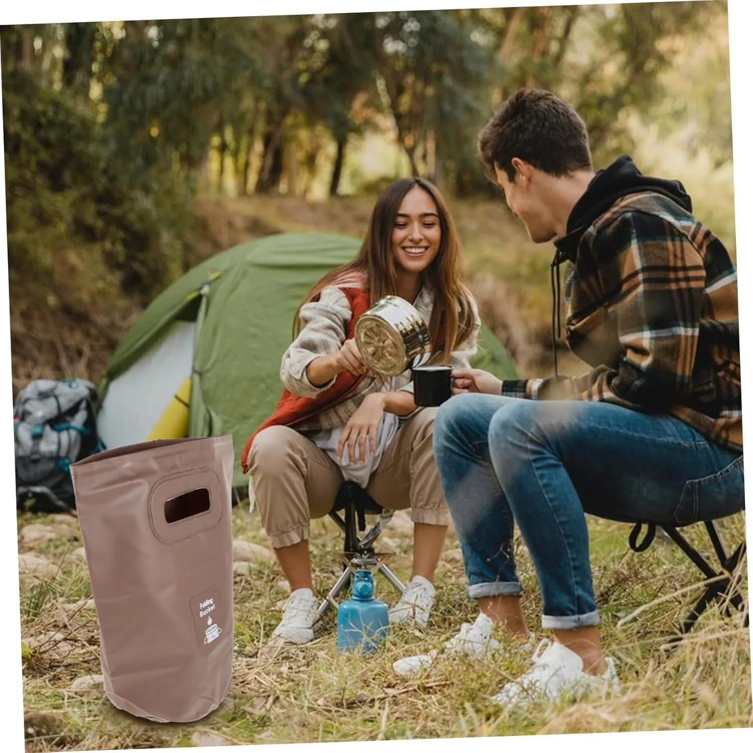 VANZACK Foldable Water Bucket for Camping Portable Fishing Bucket Carry Handle Durable Outdoor Storage Pail