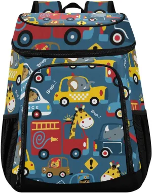 Vehicles Cartoon Funny Animals Cooler Backpack Cooler Insulated Leak Proof Lunch Backpack 36 Cans Waterproof Soft for Men Women Picnic Hiking Camping Beach