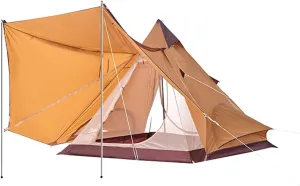 VejiA Family Camping Tent Large Double Layer Pyramid Tent Camping Mongolian Tent for Picnic, Festival