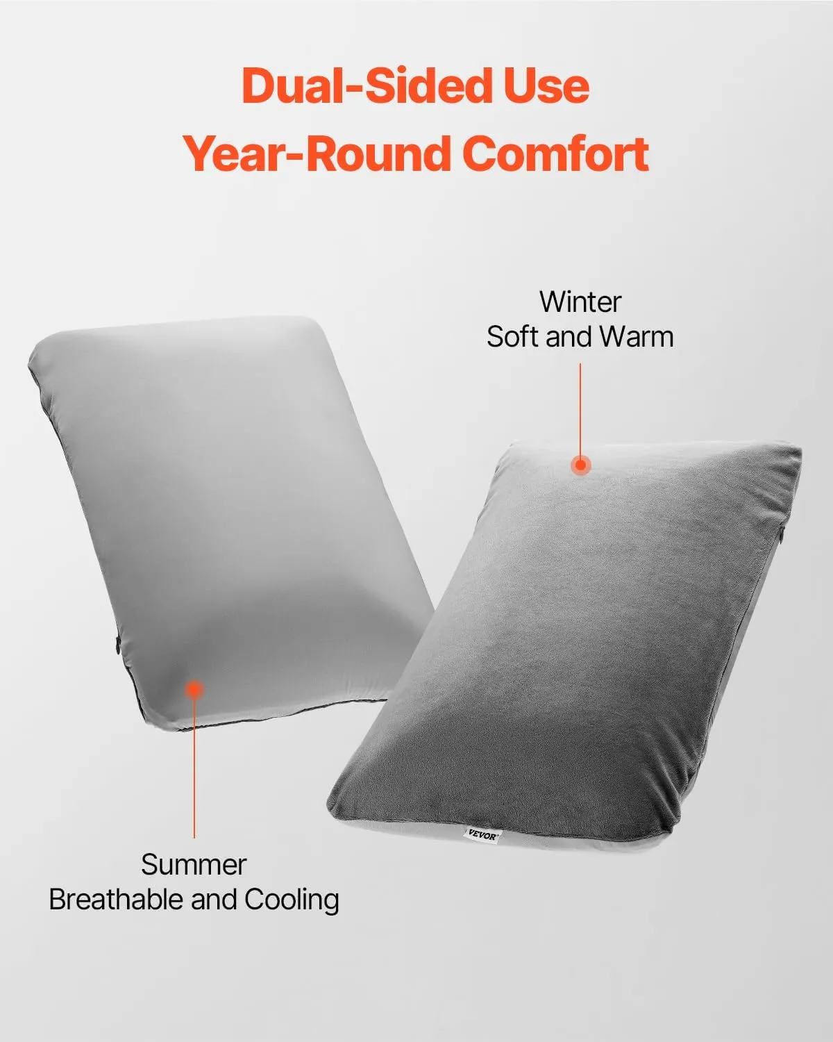 VEVOR Memory Foam Double-Sided, Portable Backpacking Pillows with Removable & Washable Cover and Storage Bag, Perfect for Camping, Air Travel, Hiking, Office, Gray