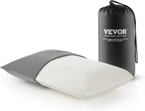 VEVOR Memory Foam Double-Sided, Portable Backpacking Pillows with Removable & Washable Cover and Storage Bag, Perfect for Camping, Air Travel, Hiking, Office, Gray