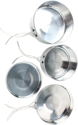 VICASKY 4-Piece Stainless Steel Pot Set for Camping Portable Cooking Pan Combination Cooking Set Hiking Accessories
