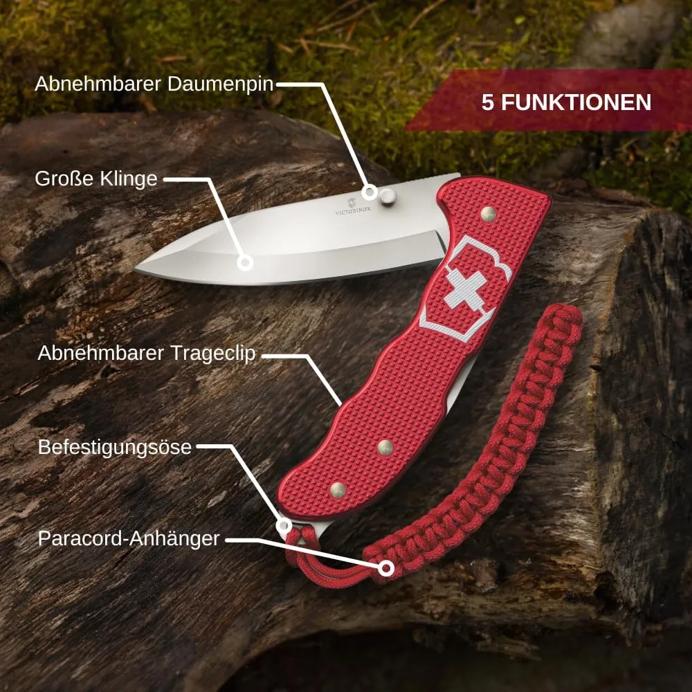 Victorinox Evoke Swiss Army Knife, Featuring a Foldable Blade with Thumb Stud and Lockback Mechanism
