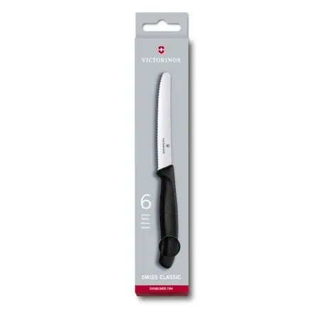 Victorinox Swiss Classic 6 Piece Steak Knife Set Serrated Round Black V6.7833.6
