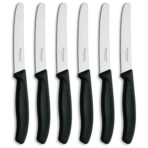 Victorinox Swiss Classic 6 Piece Steak Knife Set Serrated Round Black V6.7833.6