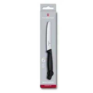 Victorinox Swiss Classic 6 Piece Steak Knife Set Serrated Round Black V6.7833.6